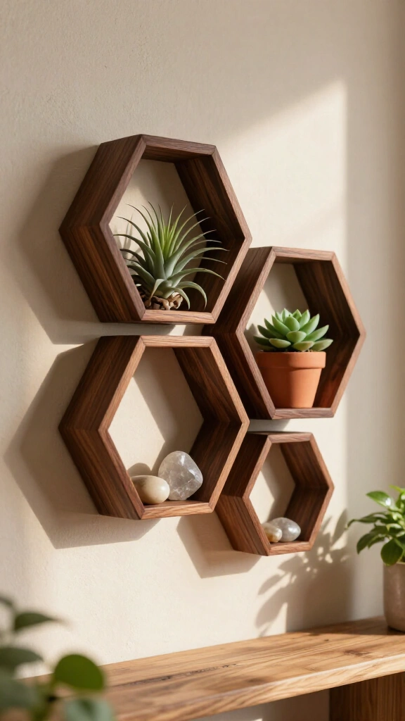Popsicle Stick Hexagon Shelves