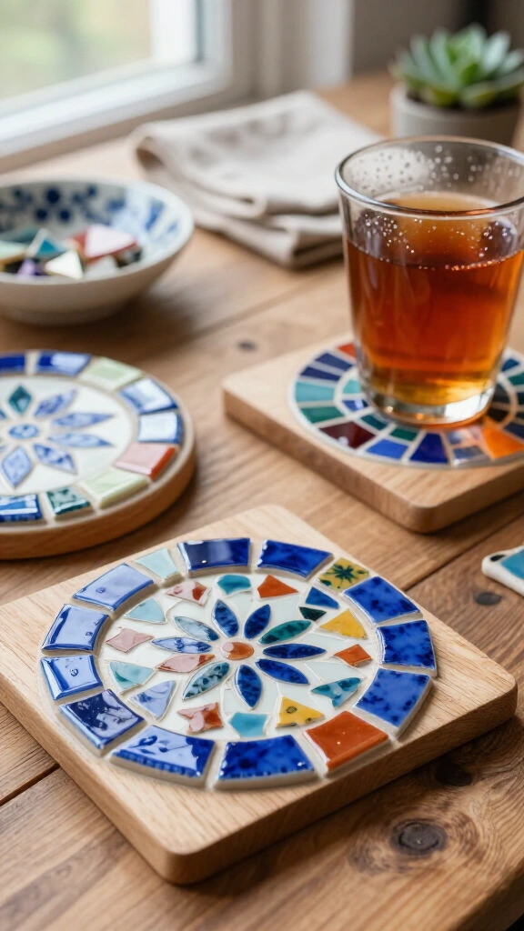 Broken Ceramic Mosaic Coasters