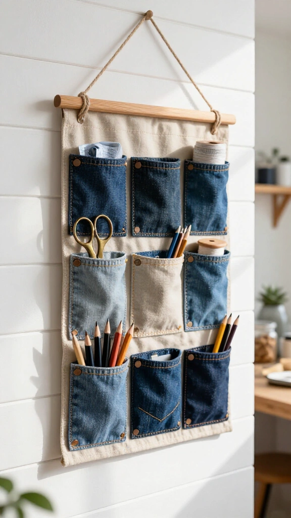 Denim Pocket Wall Organizer