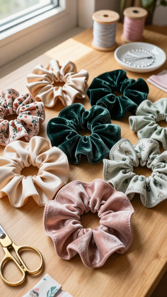 Luxurious Silk and Cotton Scrunchies