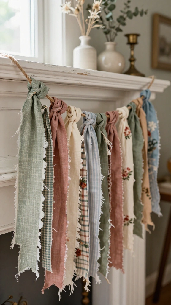 Scrap Fabric Ribbon Garland