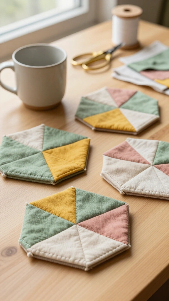 Hexagon Fabric Coasters