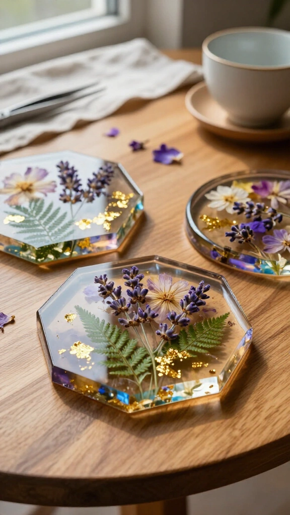 Resin and Dried Flower Coasters