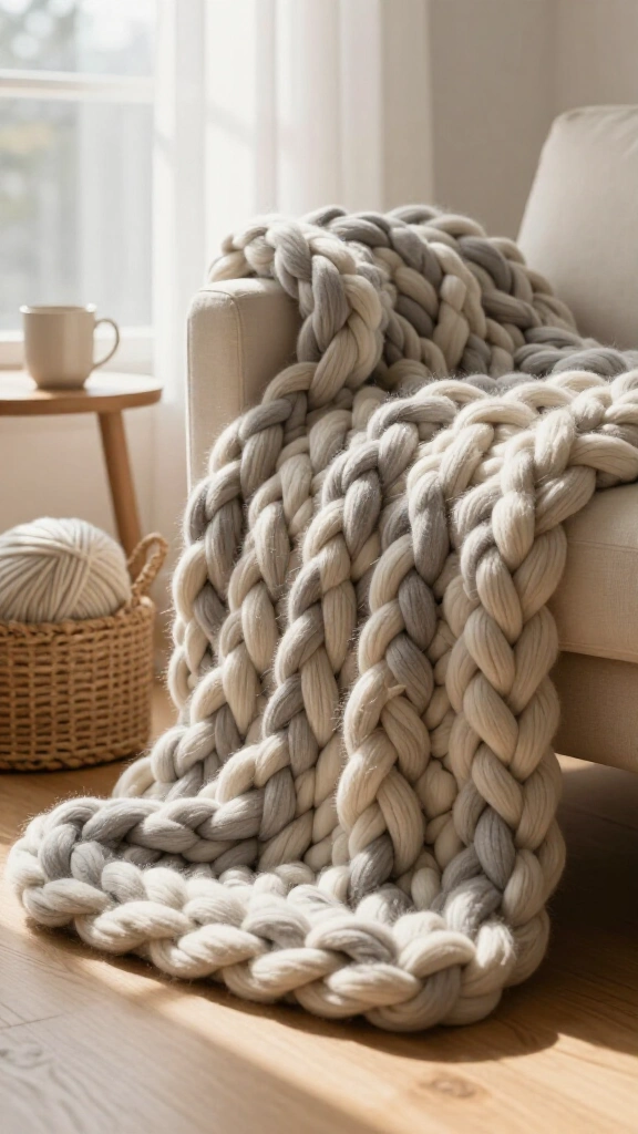 Chunky Arm-Knit Throw Blankets