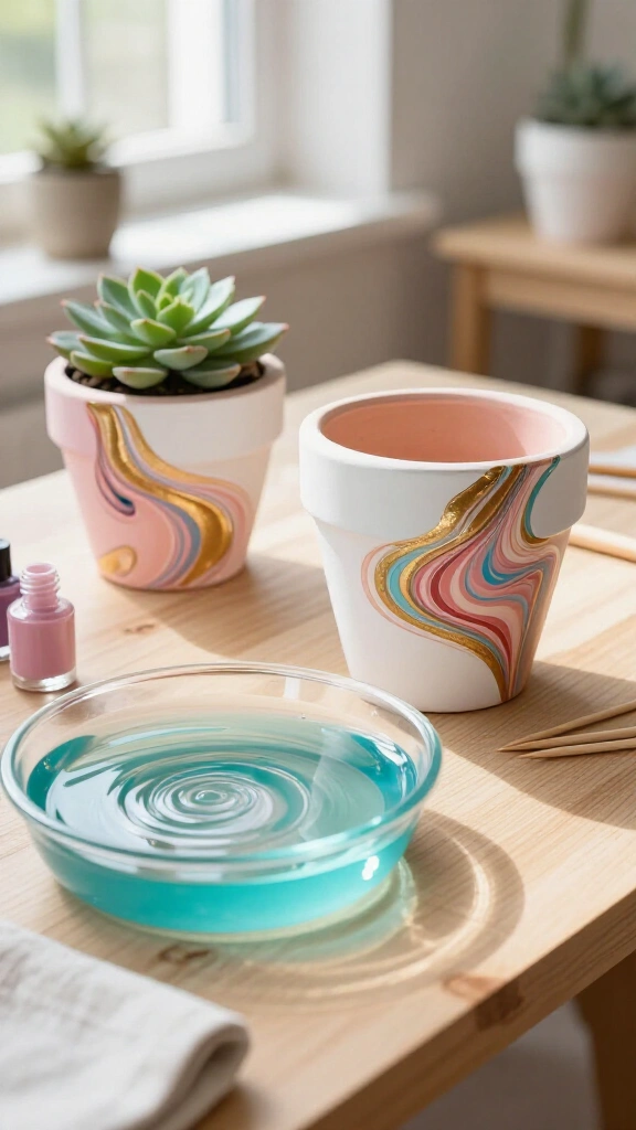 Marbled Dip-Dyed Planters