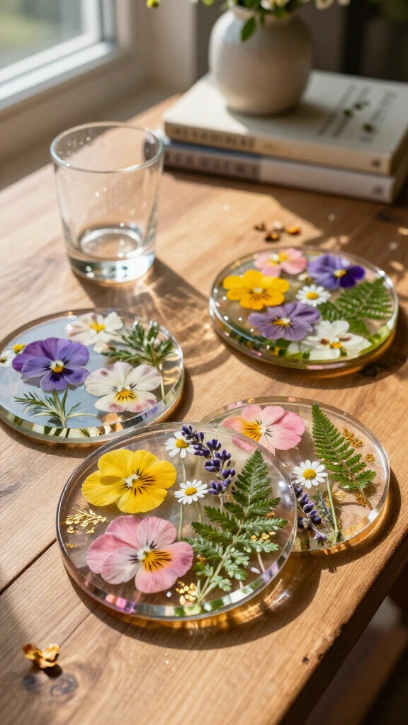 Pressed Flower Resin Coasters