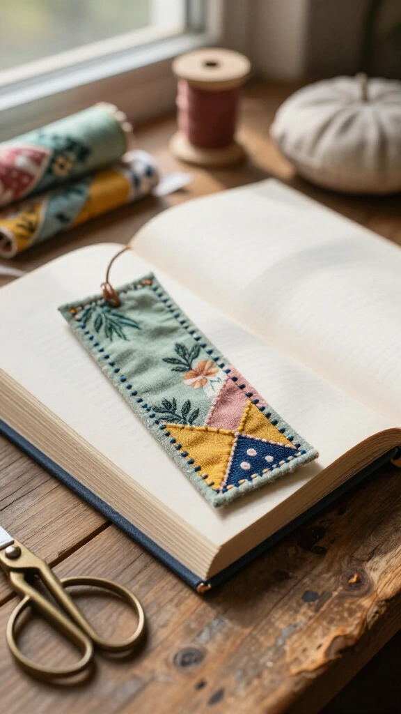 Hand-Stitched Fabric Bookmarks