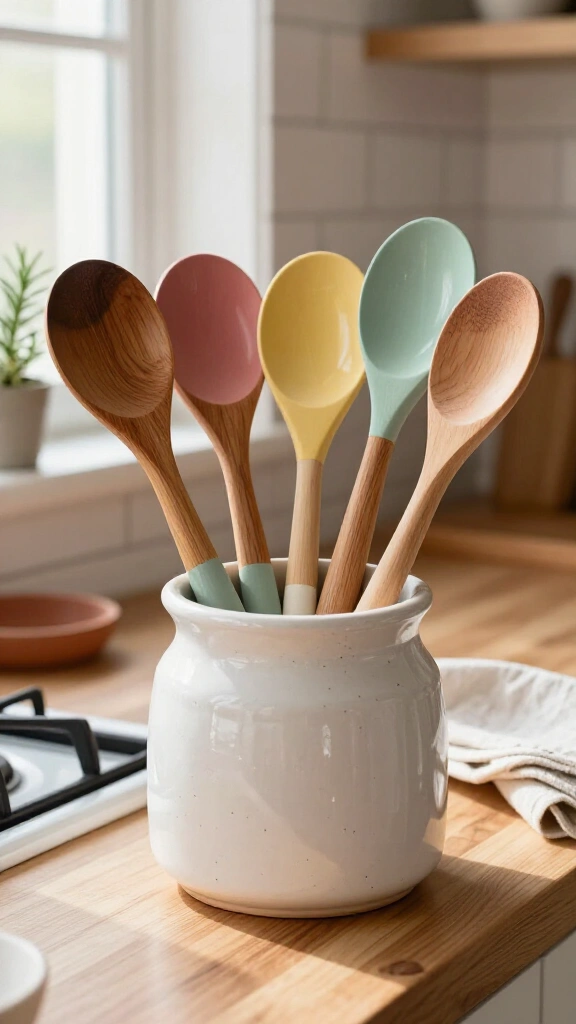 Dipped Wooden Kitchen Spoons
