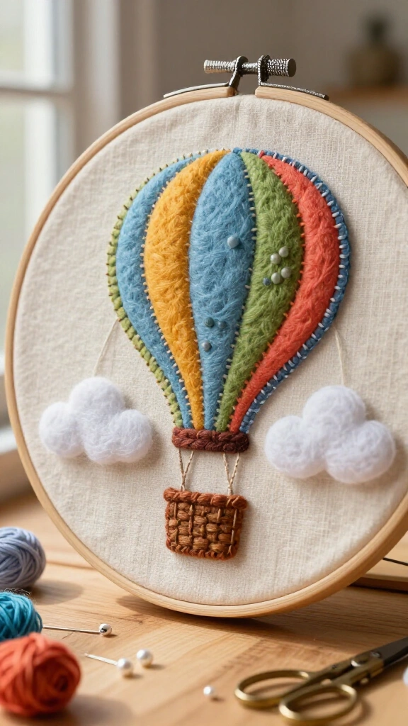 Felt and Embroidery Cloud Hoops