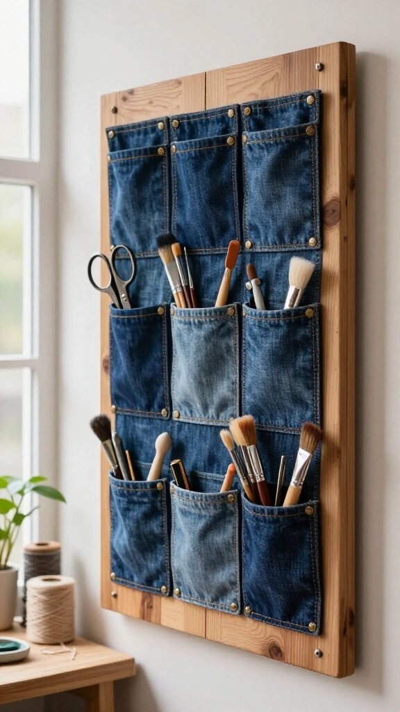 Repurposed Denim Wall Organizers