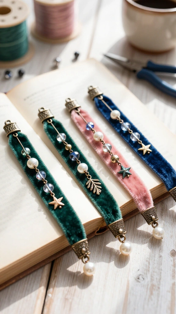Beaded bookmark ribbons