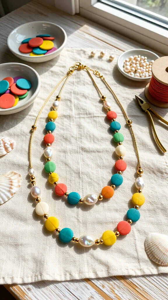 Polymer clay heishi bead necklaces