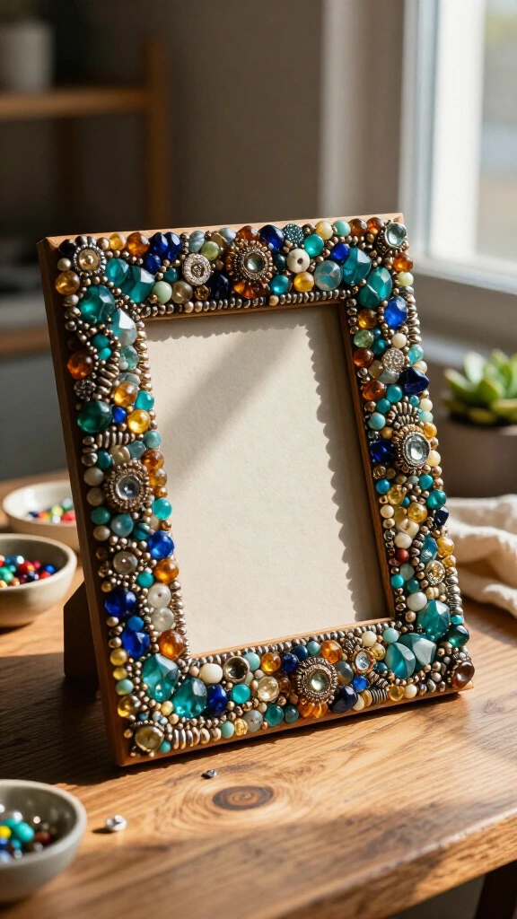 Beaded mosaic picture frames