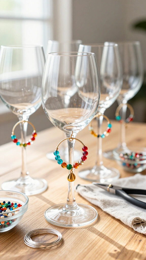 Beaded wine glass charms