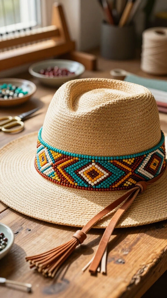 Loom-woven beaded hatbands