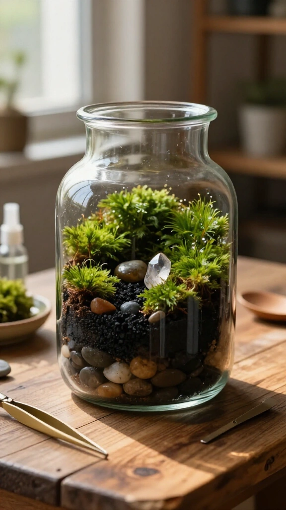 Miniature Moss Terrarium Building