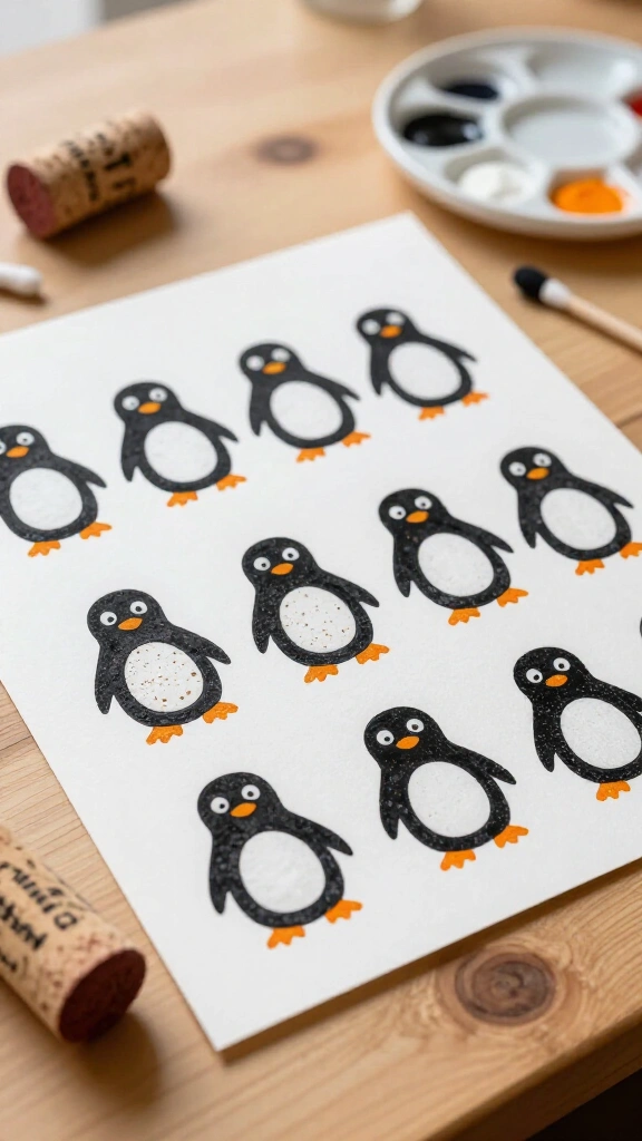 Cork-Stamped Penguin Tribe