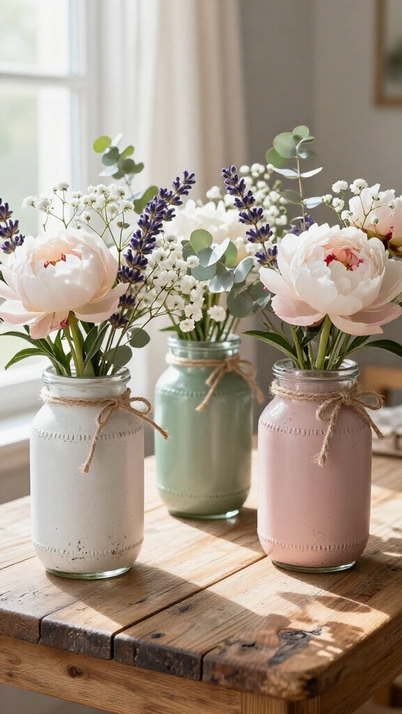 Distressed Chalk Paint Flower Vases