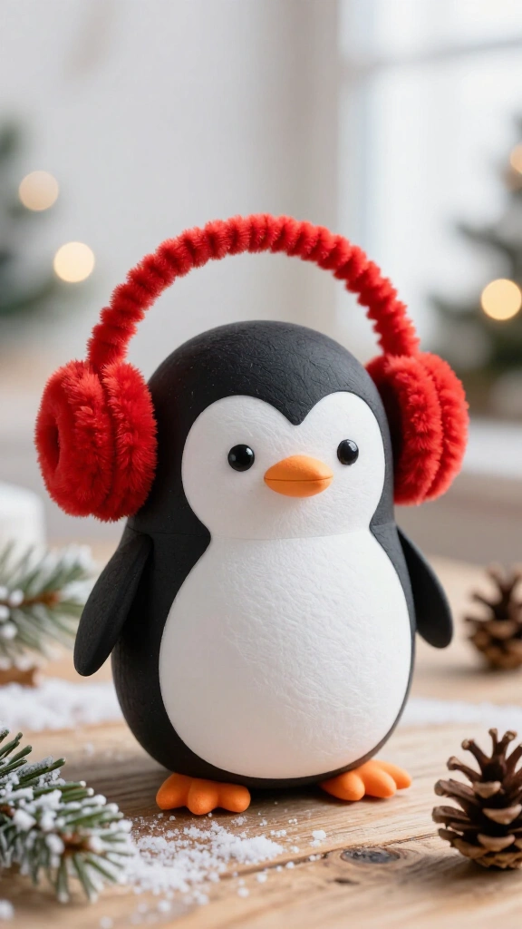 Styrofoam Ball Earmuff Penguin