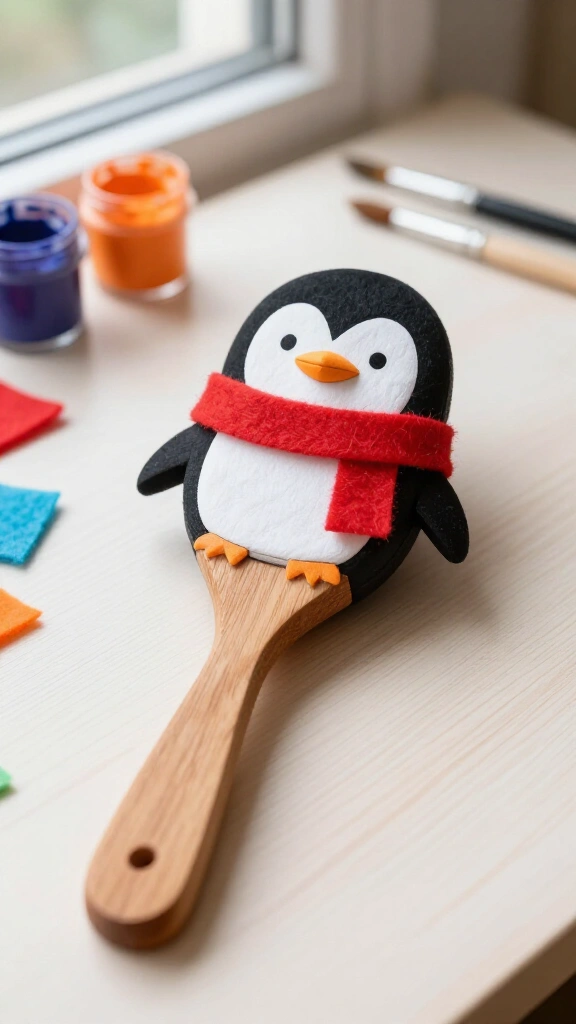 Wooden Spoon Penguin Puppet