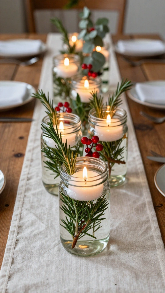 Floating Candle and Greenery Centerpiece