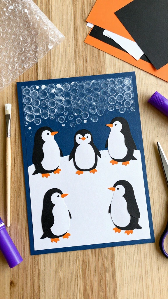 Bubble Wrap Printed Penguin Scene