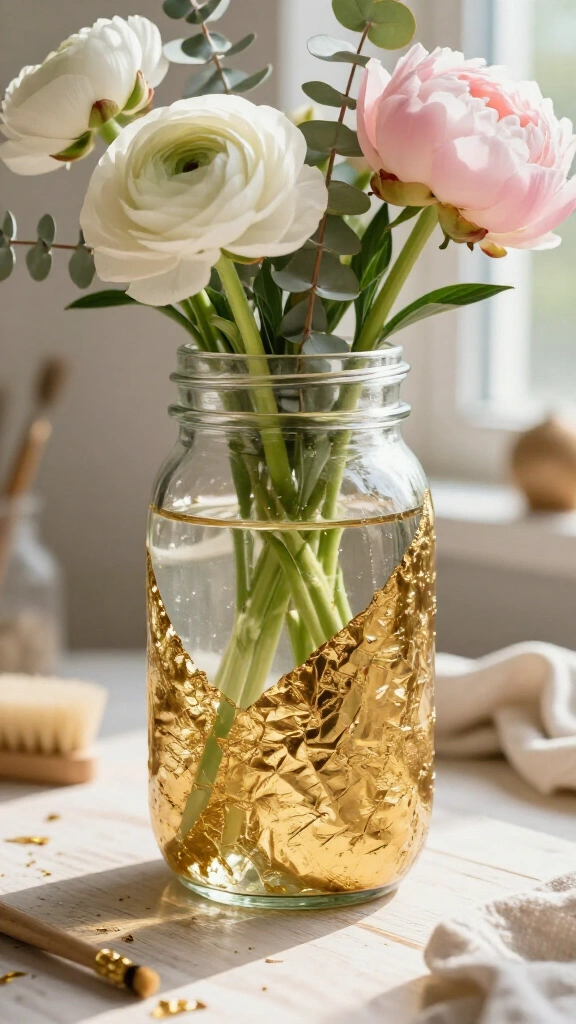 Gold Leaf Dipped Flower Pots