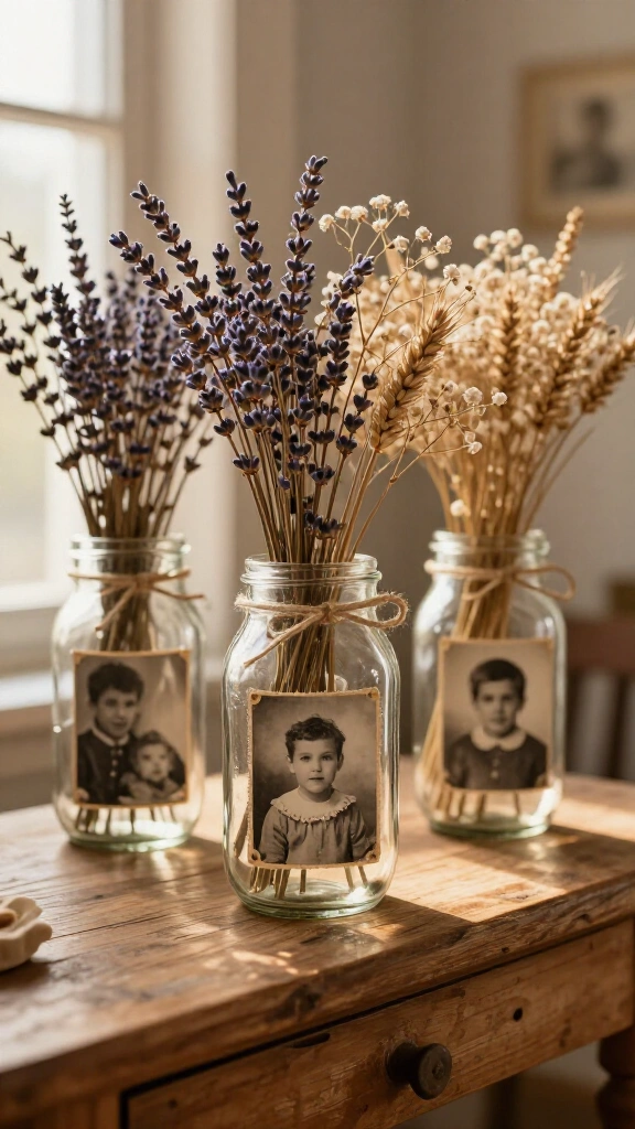Antique Sepia Photo Vases