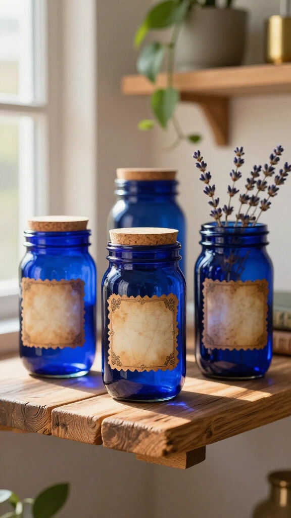 Tinted Cobalt Apothecary Jars