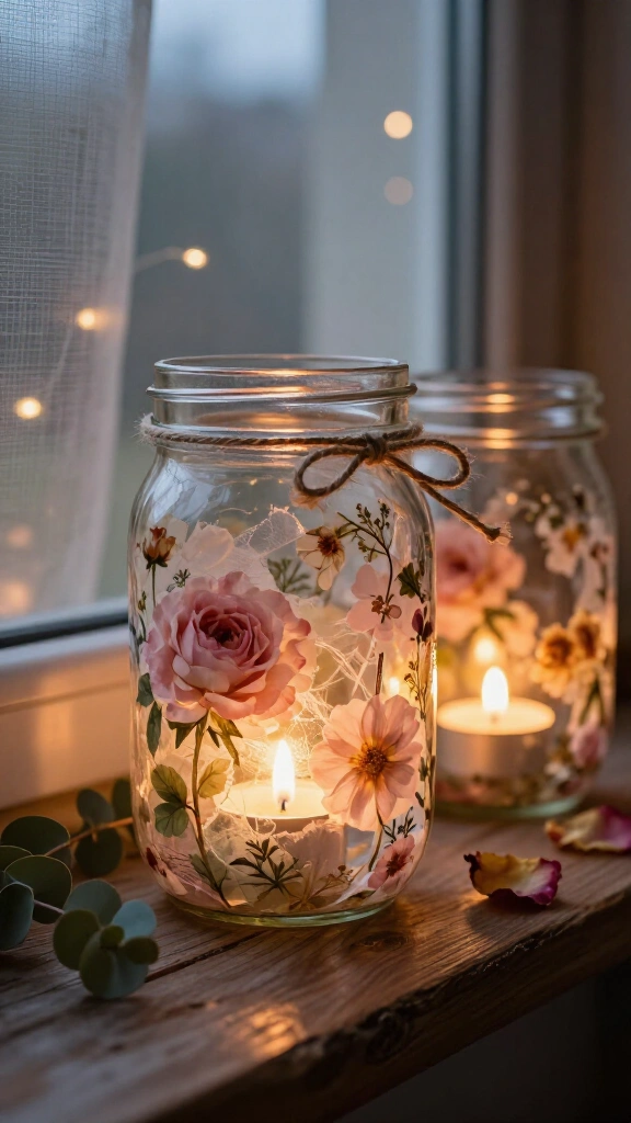 Decoupage Floral Tissue Lanterns