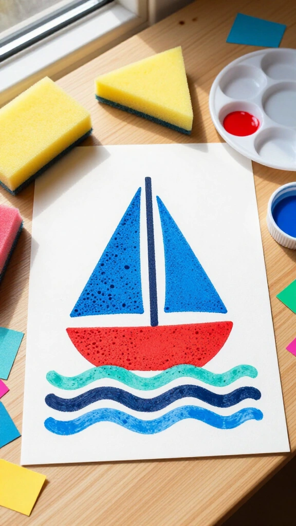 Sponge-Printed Sailboats