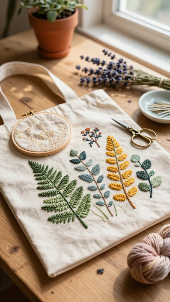Hand-Embroidered Canvas Tote Bags