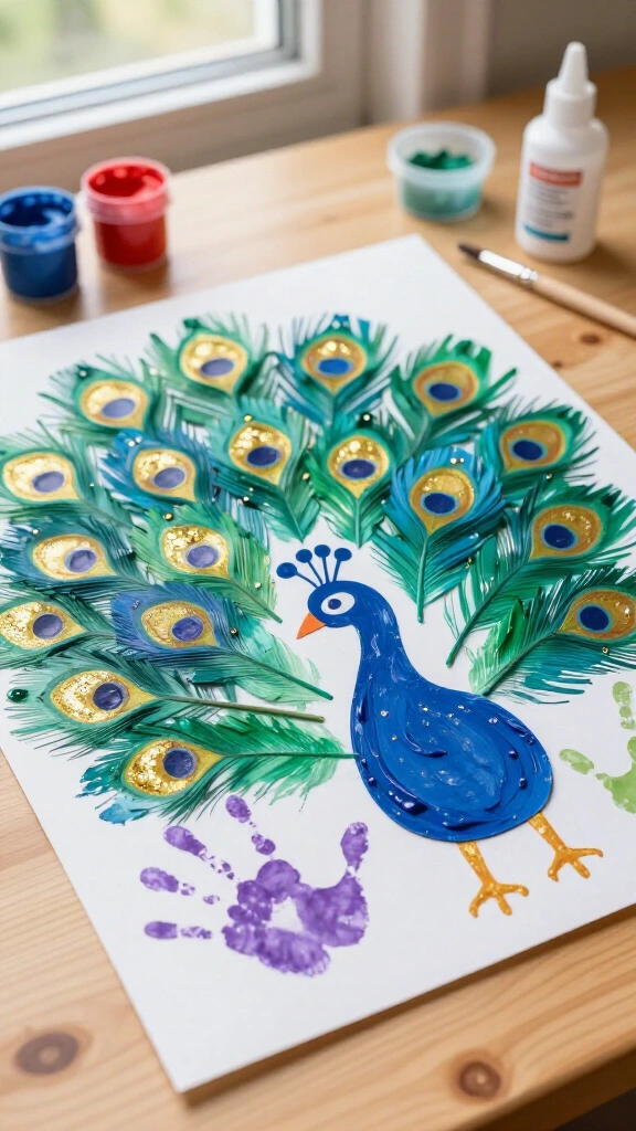 Colorful Handprint Peacock