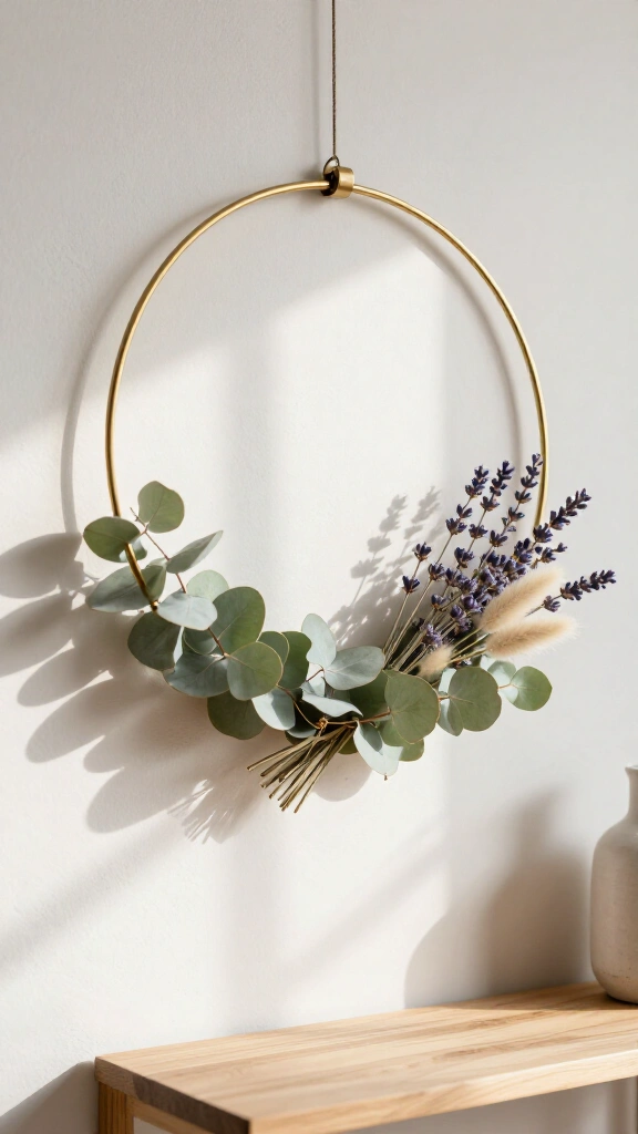 Minimalist Brass Ring Eucalyptus Wreath