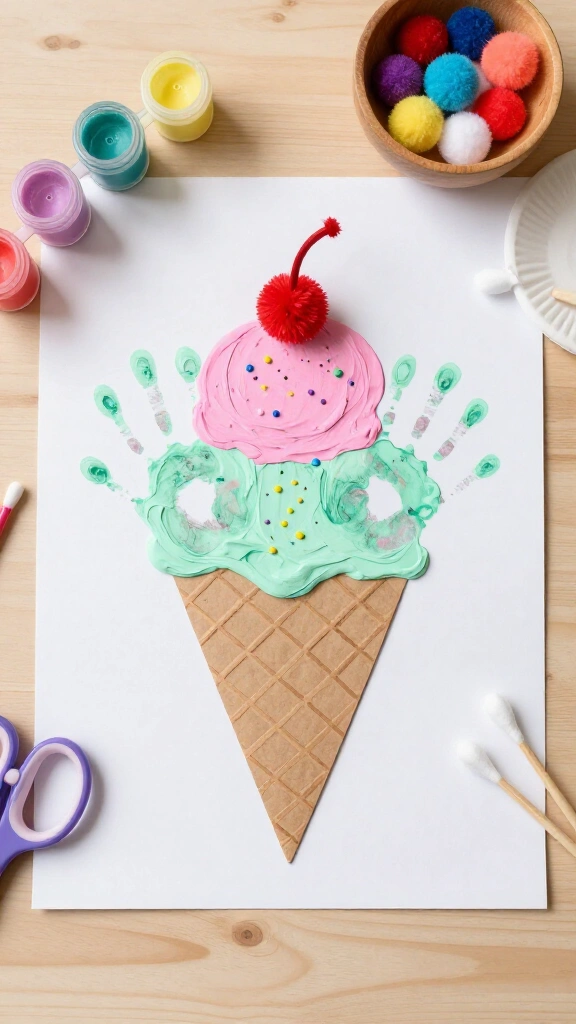 Handprint Ice Cream Cone