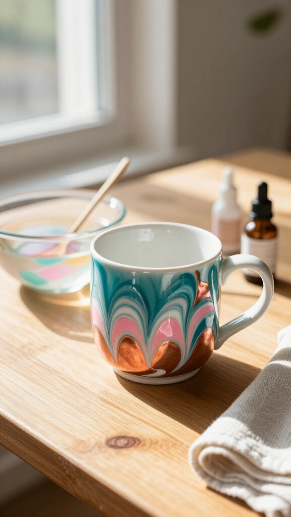 DIY Nail Polish Marbled Mugs