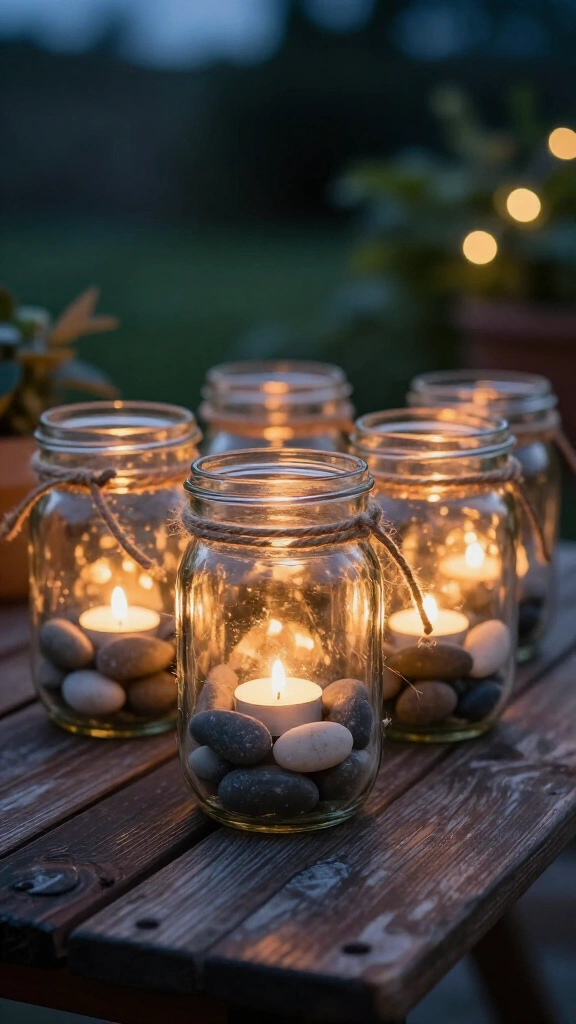 Mason Jar Twine Lanterns