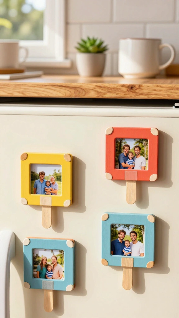 Popsicle Stick Photo Magnets