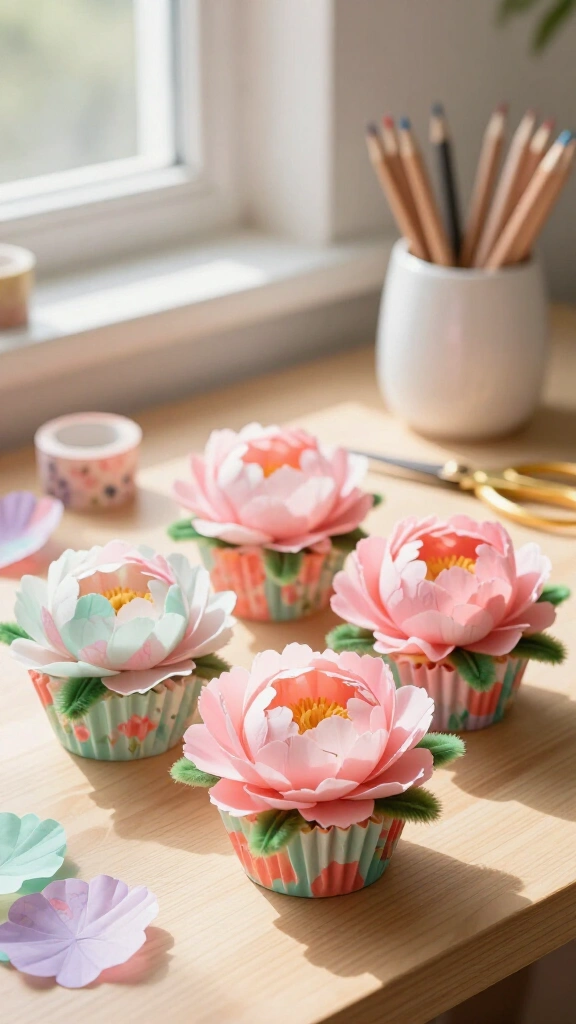Colorful Cupcake Liner Peonies