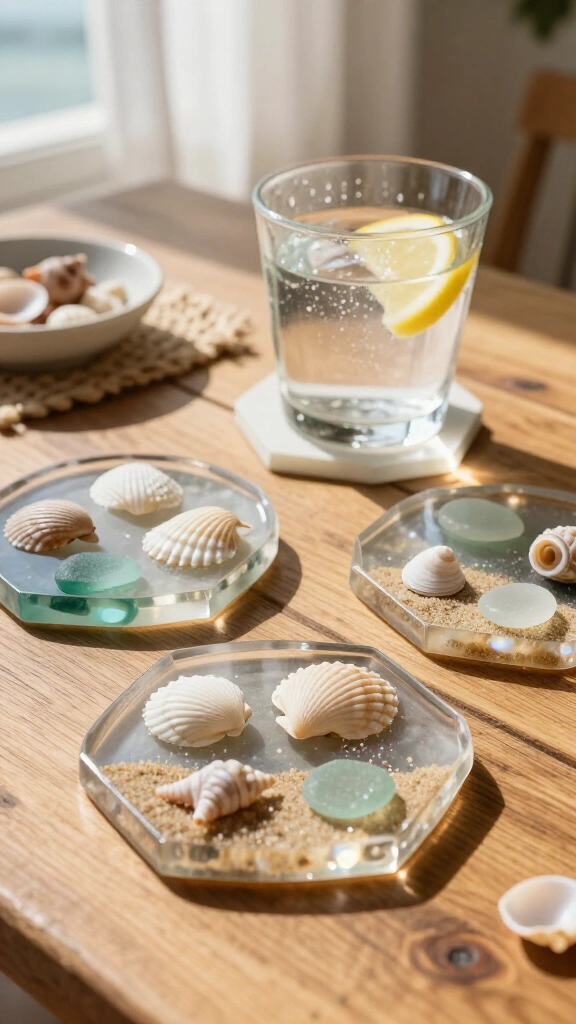 Seashell resin coasters