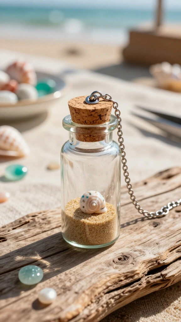 DIY beach in a bottle pendant