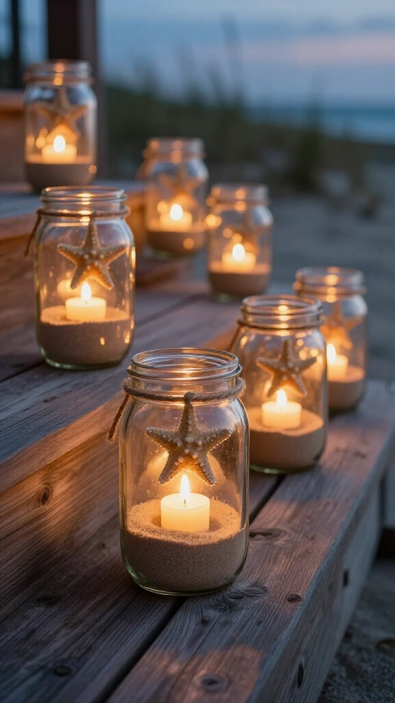 Mason jar sand lanterns