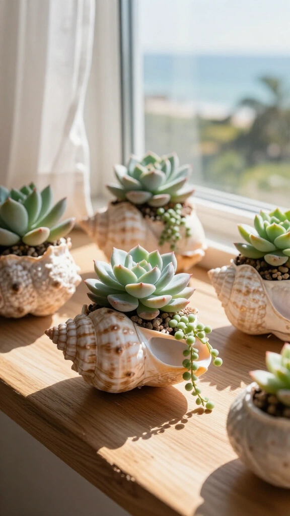 Seashell succulent planters