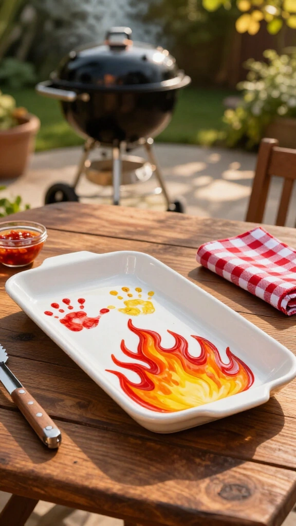 Hand-Painted Ceramic Grill Platter