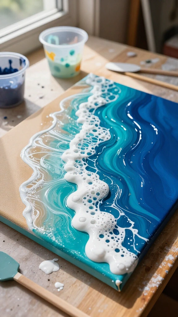 Ocean pour acrylic canvas