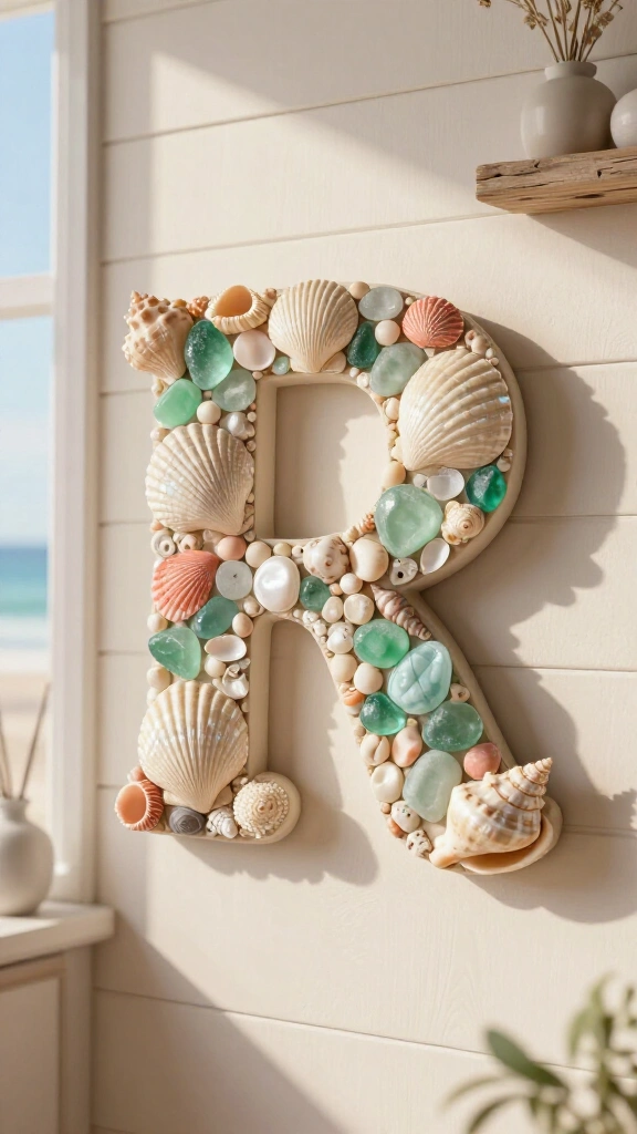 Seashell monogram wall letter