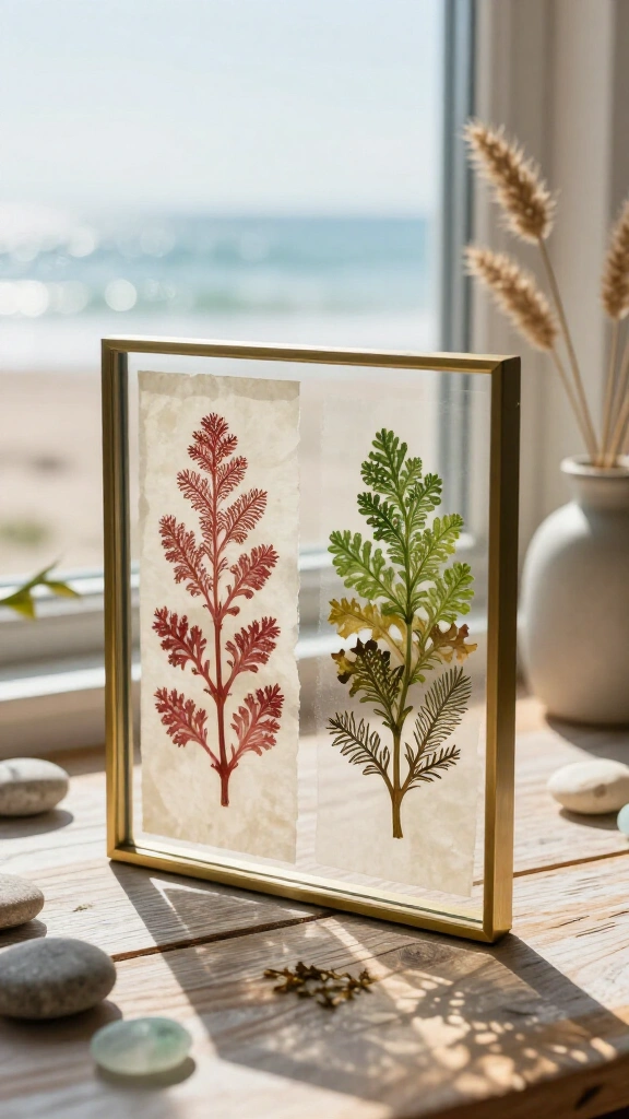 Pressed seaweed botanical frames