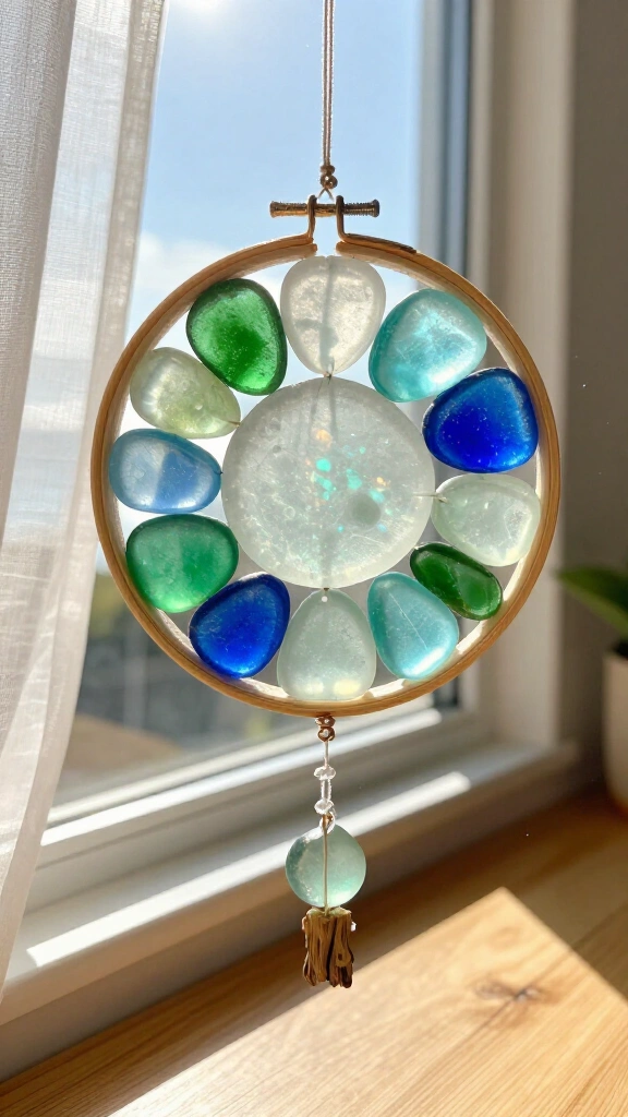 Sea glass sun catcher
