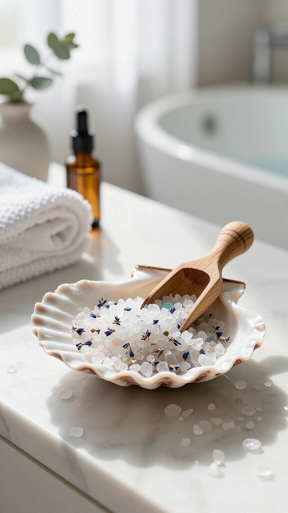 Scallop shell bath salt bowls