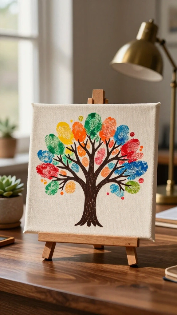 Fingerprint Tree Silhouette Canvas